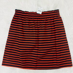 NWT!! J. Crew Linen Blend Skirt Navy Blue Orange Stripe Women’s Sz 6 Nautical